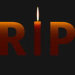 rip-text-rest-in-peace-with-burning-candle-as-i-illustration-on-death-and-funeral-theme-with-dark-background-vector